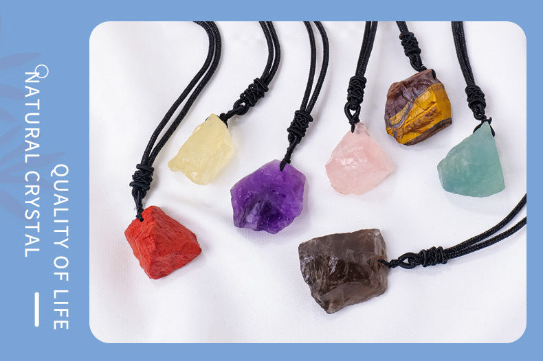 Eastern Mystiques Natural Crystal Rough Pendant Pink Crystal Amethyst Citrine Rough Necklace Jewelry Pendant Wholesale