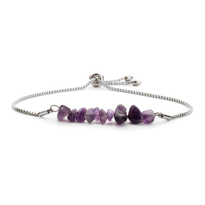 Eastern Mystiques Natural Crystal Bracelet Crushed Stone Beaded Handmade Adjustable Stainless Steel Chain Bracelet
