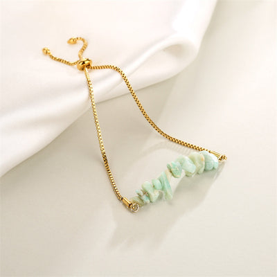Eastern Mystiques Natural Crystal Bracelet Crushed Stone Beaded Handmade Adjustable Stainless Steel Chain Bracelet