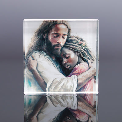 Eastern Mystiques African Black Madonna Crystal Print American Black Jesus Glass Coaster Christ