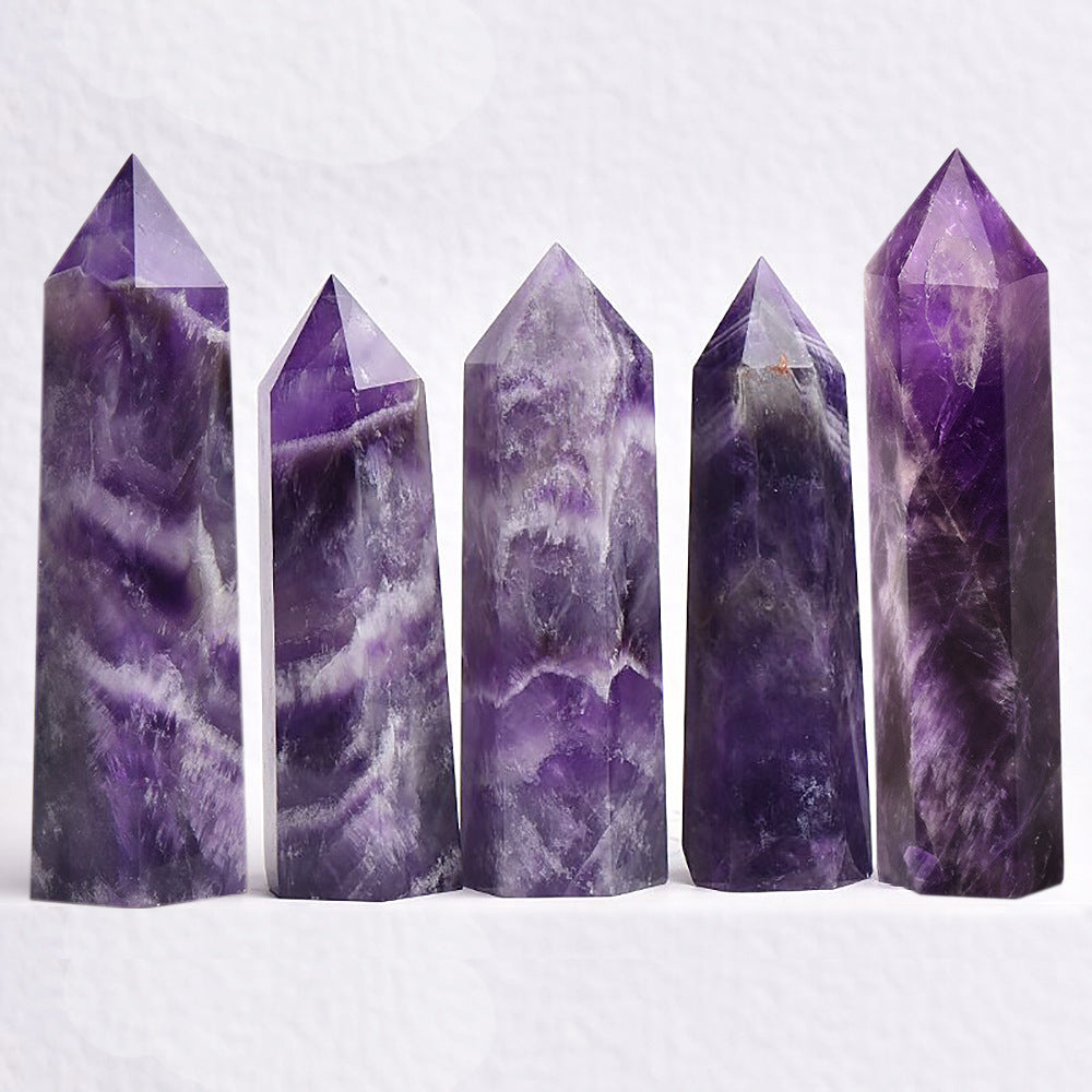 Eastern Mystiques Natural Crystal Column Amethyst Tiger Eye Stone Lapis Lazuli Hand-polished Mineral Home Decoration Series