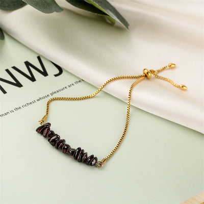 Eastern Mystiques Natural Crystal Bracelet Crushed Stone Beaded Handmade Adjustable Stainless Steel Chain Bracelet