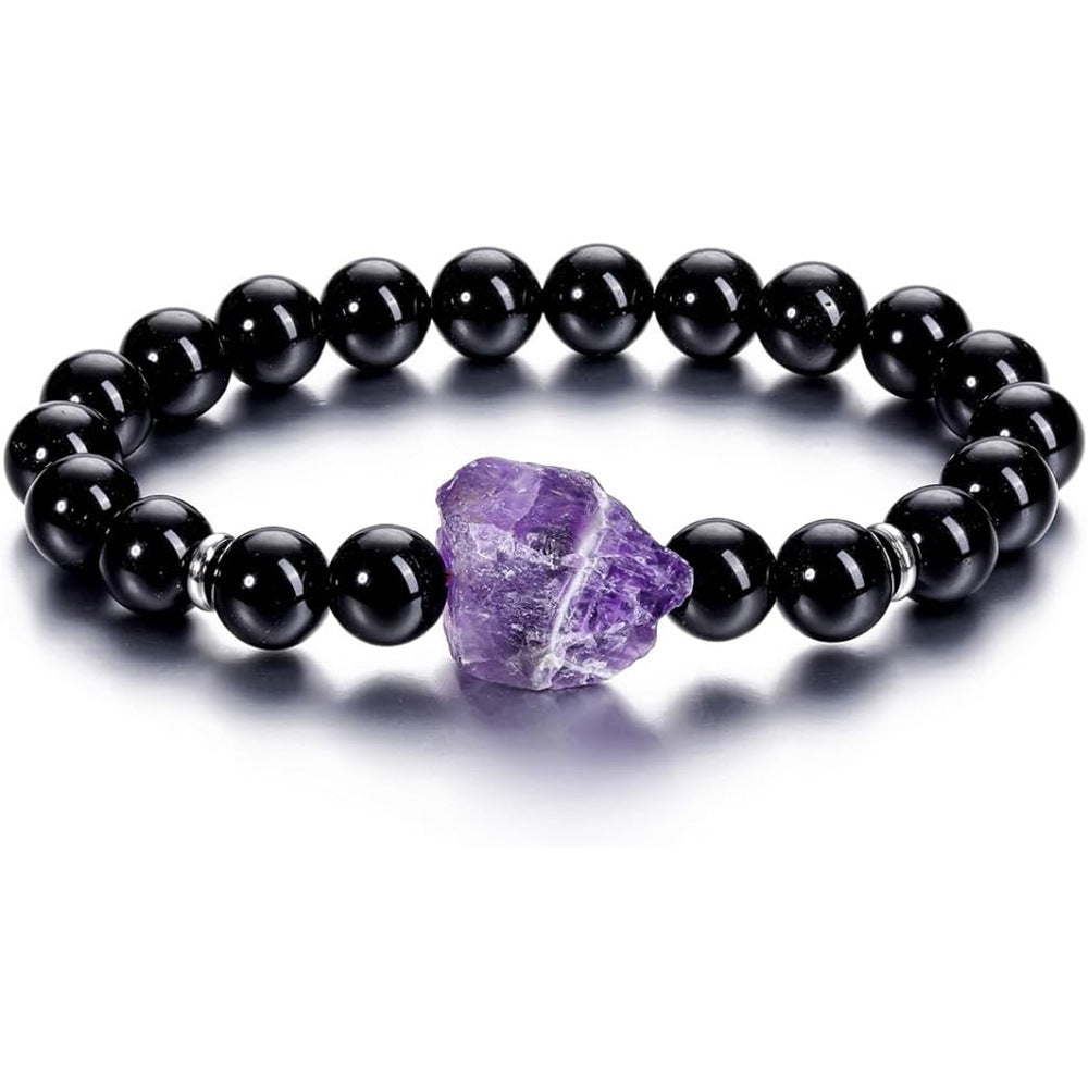 Eastern Mystiques Fashion Amethyst Raw Stone Elastic Bracelet Irregular Natural Stone Energy Transfer Women's Bracelet