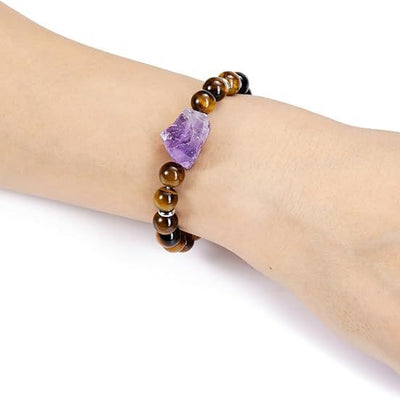 Eastern Mystiques Fashion Amethyst Raw Stone Elastic Bracelet Irregular Natural Stone Energy Transfer Women's Bracelet