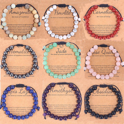 Eastern Mystiques Hot Selling Natural Stone with Card Paper Beaded Elastic Cord Bracelet Crystal Agate Tiger Eye Stone Wholesale Bracelet Jewelry