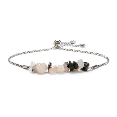 Eastern Mystiques Natural Crystal Bracelet Crushed Stone Beaded Handmade Adjustable Stainless Steel Chain Bracelet