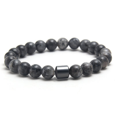Eastern Mystiques Black Gallstone Volcanic Stone Tiger Eye Stone 8mm Natural Stone Beaded Bracelet Elastic Cord Bracelet