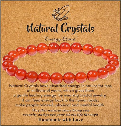 Eastern Mystiques Hot Selling Natural Stone with Card Paper Beaded Elastic Cord Bracelet Crystal Agate Tiger Eye Stone Wholesale Bracelet Jewelry