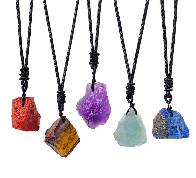 Eastern Mystiques Natural Crystal Rough Pendant Pink Crystal Amethyst Citrine Rough Necklace Jewelry Pendant Wholesale