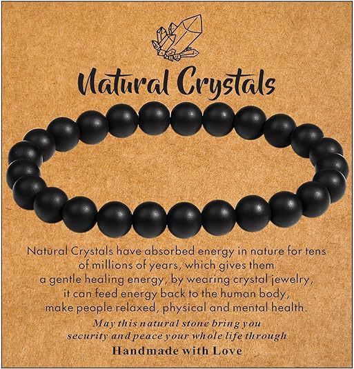 Eastern Mystiques Hot Selling Natural Stone with Card Paper Beaded Elastic Cord Bracelet Crystal Agate Tiger Eye Stone Wholesale Bracelet Jewelry