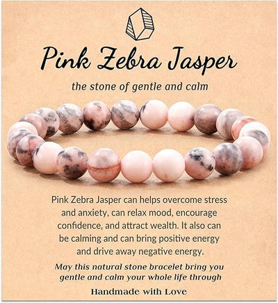 Eastern Mystiques Hot Selling Natural Stone with Card Paper Beaded Elastic Cord Bracelet Crystal Agate Tiger Eye Stone Wholesale Bracelet Jewelry