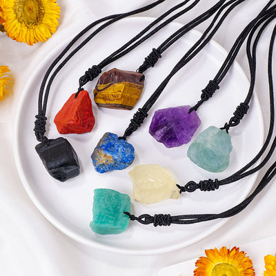 Eastern Mystiques Natural Crystal Rough Pendant Pink Crystal Amethyst Citrine Rough Necklace Jewelry Pendant Wholesale