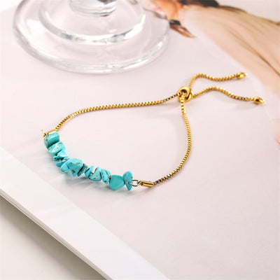 Eastern Mystiques Natural Crystal Bracelet Crushed Stone Beaded Handmade Adjustable Stainless Steel Chain Bracelet