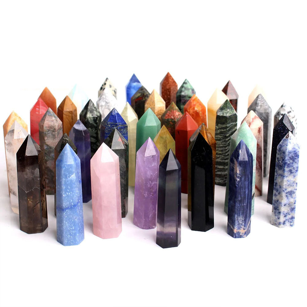 Eastern Mystiques Natural Crystal Column Amethyst Tiger Eye Stone Lapis Lazuli Hand-polished Mineral Home Decoration Series