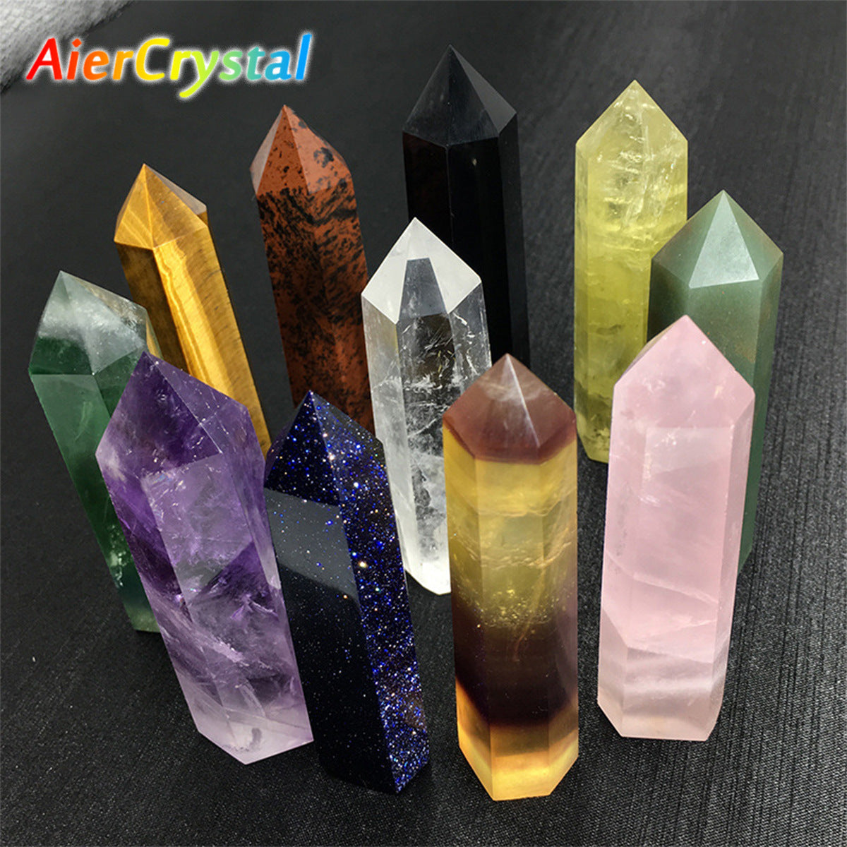 Eastern Mystiques Natural Crystal Column Amethyst Tiger Eye Stone Lapis Lazuli Hand-polished Mineral Home Decoration Series