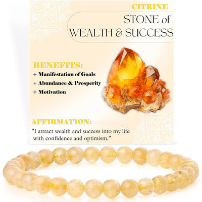 Eastern Mystiques 6mm Natural Stone Obsidian Amazonite Beaded Bracelet Elastic Cord Bracelet with Card