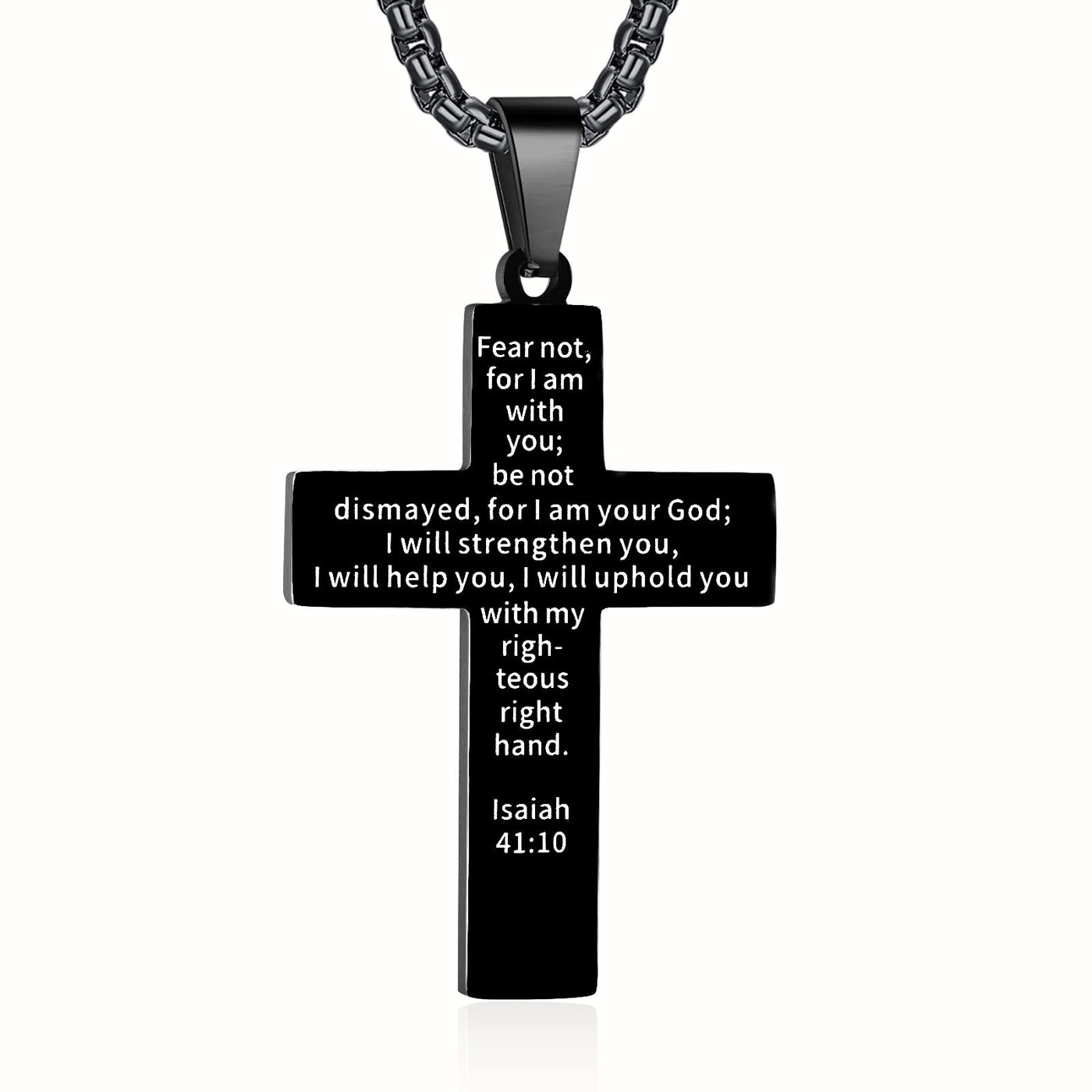 Eastern Mystiques National Flag Cross Necklace Father's Day Gift Black Chain Stainless Steel Pendant Faith Cross National Flag Necklace