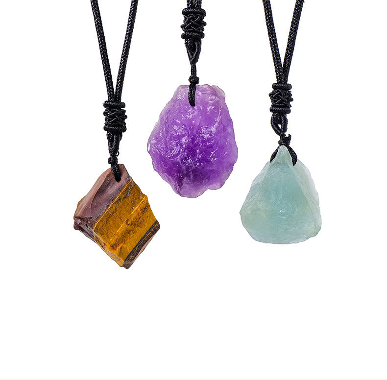 Eastern Mystiques Natural Crystal Rough Pendant Pink Crystal Amethyst Citrine Rough Necklace Jewelry Pendant Wholesale
