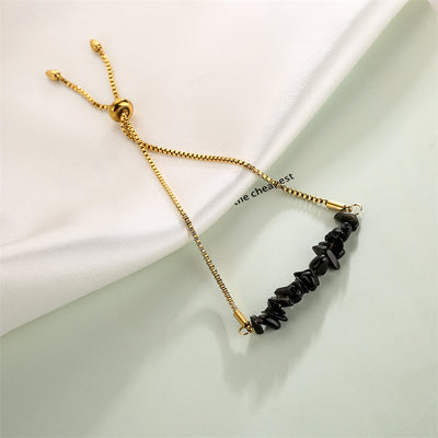 Eastern Mystiques Natural Crystal Bracelet Crushed Stone Beaded Handmade Adjustable Stainless Steel Chain Bracelet