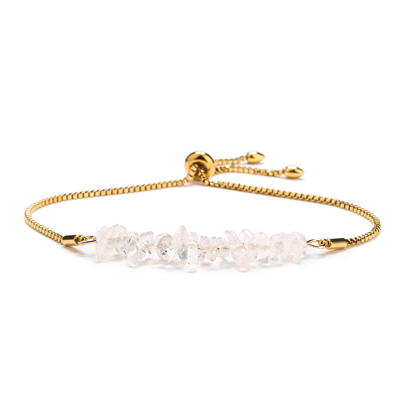 Eastern Mystiques Natural Crystal Bracelet Crushed Stone Beaded Handmade Adjustable Stainless Steel Chain Bracelet