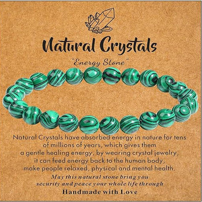 Eastern Mystiques Hot Selling Natural Stone with Card Paper Beaded Elastic Cord Bracelet Crystal Agate Tiger Eye Stone Wholesale Bracelet Jewelry