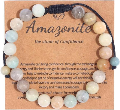 Eastern Mystiques Hot Selling Natural Stone with Card Paper Beaded Elastic Cord Bracelet Crystal Agate Tiger Eye Stone Wholesale Bracelet Jewelry
