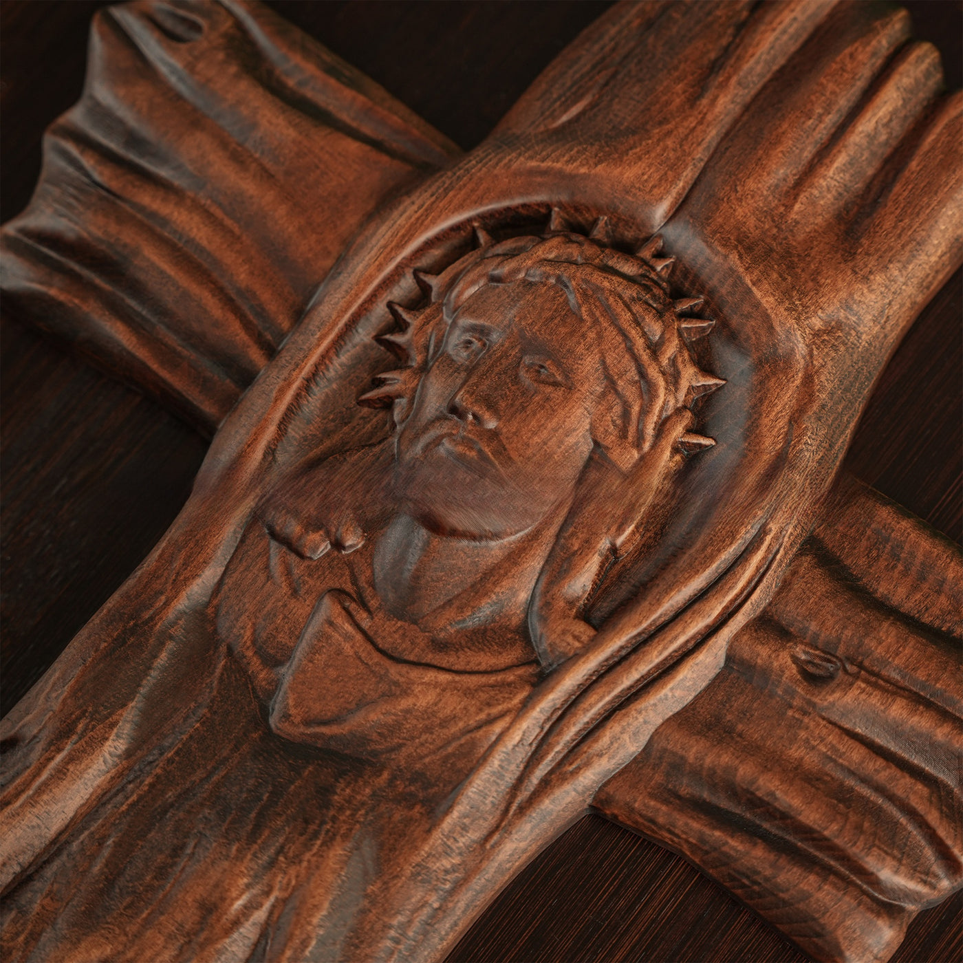 Eastern Mystiques Thorn Head Cross Wood Carving Ornament Home Decoration Carving Home Decor Wooden Craft Wholesale