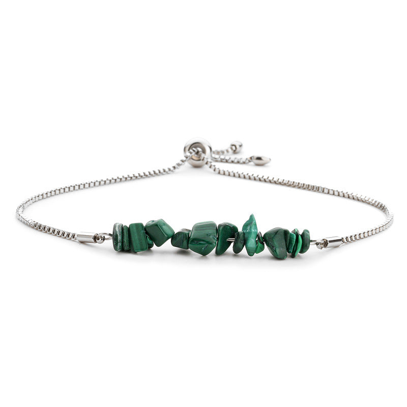 Eastern Mystiques Natural Crystal Bracelet Crushed Stone Beaded Handmade Adjustable Stainless Steel Chain Bracelet