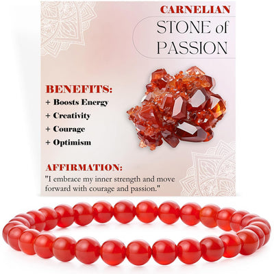 Eastern Mystiques 6mm Natural Stone Obsidian Amazonite Beaded Bracelet Elastic Cord Bracelet with Card