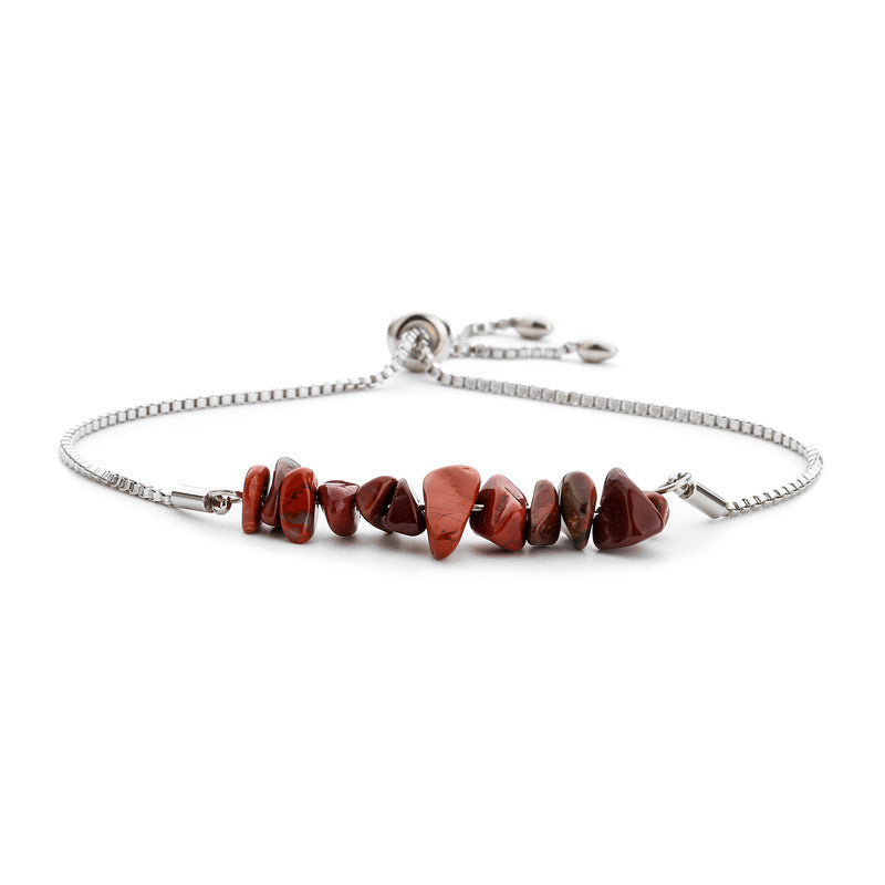 Eastern Mystiques Natural Crystal Bracelet Crushed Stone Beaded Handmade Adjustable Stainless Steel Chain Bracelet