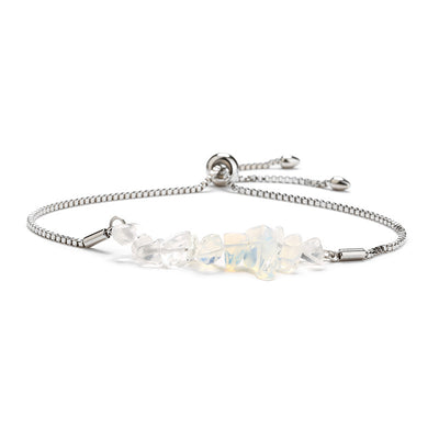 Eastern Mystiques Natural Crystal Bracelet Crushed Stone Beaded Handmade Adjustable Stainless Steel Chain Bracelet