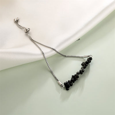 Eastern Mystiques Natural Crystal Bracelet Crushed Stone Beaded Handmade Adjustable Stainless Steel Chain Bracelet