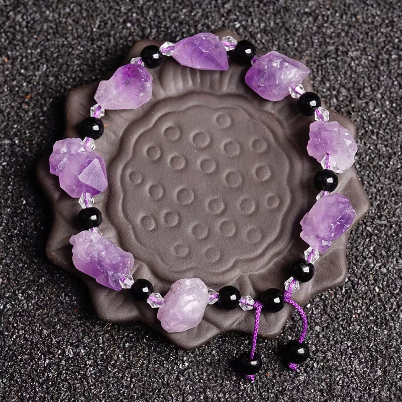 Eastern Mystiques Natural Amethyst Rough Stone Bracelet Multiple DIY Design Bracelet Jewelry