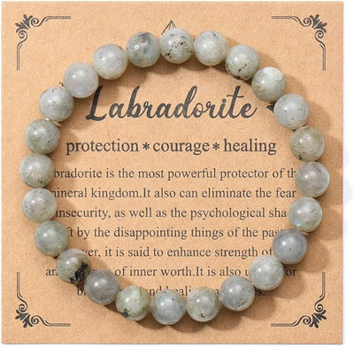 Eastern Mystiques Hot Selling Natural Stone with Card Paper Beaded Elastic Cord Bracelet Crystal Agate Tiger Eye Stone Wholesale Bracelet Jewelry