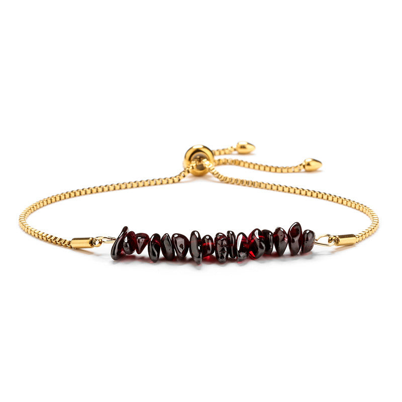 Eastern Mystiques Natural Crystal Bracelet Crushed Stone Beaded Handmade Adjustable Stainless Steel Chain Bracelet