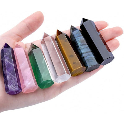 Eastern Mystiques Natural Crystal Column Amethyst Tiger Eye Stone Lapis Lazuli Hand-polished Mineral Home Decoration Series