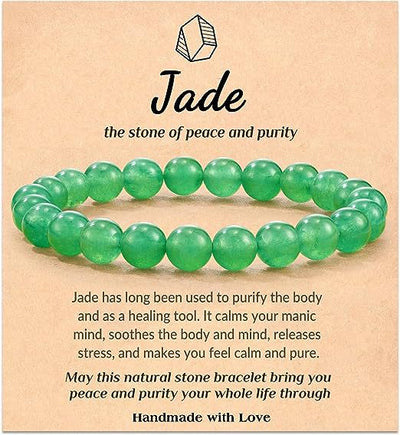 Eastern Mystiques Hot Selling Natural Stone with Card Paper Beaded Elastic Cord Bracelet Crystal Agate Tiger Eye Stone Wholesale Bracelet Jewelry