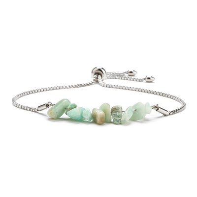 Eastern Mystiques Natural Crystal Bracelet Crushed Stone Beaded Handmade Adjustable Stainless Steel Chain Bracelet