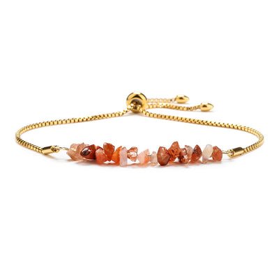 Eastern Mystiques Natural Crystal Bracelet Crushed Stone Beaded Handmade Adjustable Stainless Steel Chain Bracelet
