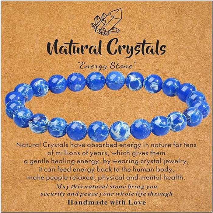 Eastern Mystiques Hot Selling Natural Stone with Card Paper Beaded Elastic Cord Bracelet Crystal Agate Tiger Eye Stone Wholesale Bracelet Jewelry