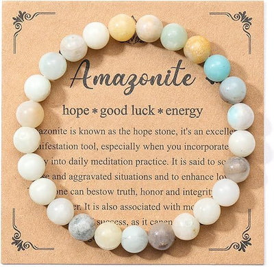 Eastern Mystiques Hot Selling Natural Stone with Card Paper Beaded Elastic Cord Bracelet Crystal Agate Tiger Eye Stone Wholesale Bracelet Jewelry