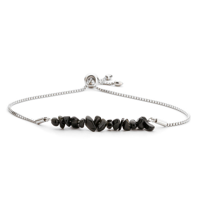 Eastern Mystiques Natural Crystal Bracelet Crushed Stone Beaded Handmade Adjustable Stainless Steel Chain Bracelet