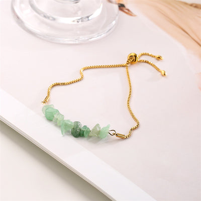 Eastern Mystiques Natural Crystal Bracelet Crushed Stone Beaded Handmade Adjustable Stainless Steel Chain Bracelet