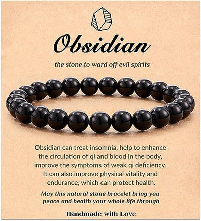 Eastern Mystiques Hot Selling Natural Stone with Card Paper Beaded Elastic Cord Bracelet Crystal Agate Tiger Eye Stone Wholesale Bracelet Jewelry