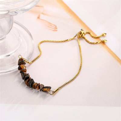 Eastern Mystiques Natural Crystal Bracelet Crushed Stone Beaded Handmade Adjustable Stainless Steel Chain Bracelet