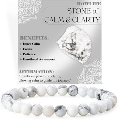 Eastern Mystiques 6mm Natural Stone Obsidian Amazonite Beaded Bracelet Elastic Cord Bracelet with Card