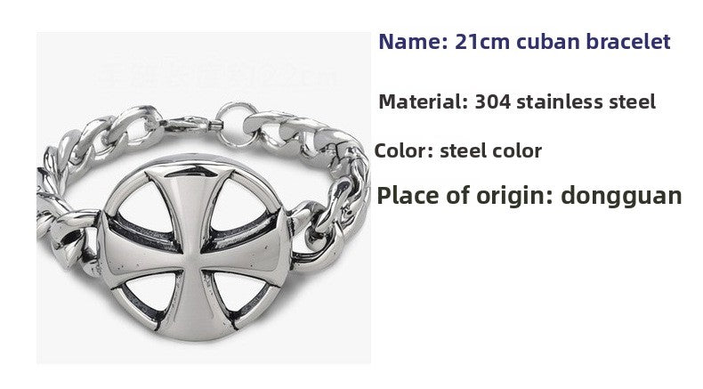 Eastern Mystiques 2025 Stainless Steel Hip-Hop Blackened Retro Men's Cross Bracelet Personality Trend Geometric Cool Style Hot Item