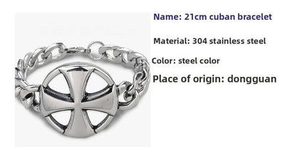Eastern Mystiques 2025 Stainless Steel Hip-Hop Blackened Retro Men's Cross Bracelet Personality Trend Geometric Cool Style Hot Item