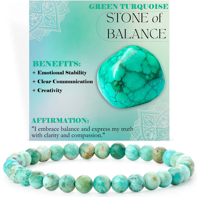 Eastern Mystiques 6mm Natural Stone Obsidian Amazonite Beaded Bracelet Elastic Cord Bracelet with Card