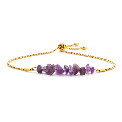 Eastern Mystiques Natural Crystal Bracelet Crushed Stone Beaded Handmade Adjustable Stainless Steel Chain Bracelet